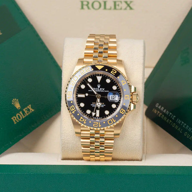 Automatic Rolex GMT-Master II 126718GRNR Black Dial 40mm Yellow Gold