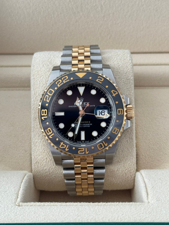 Automatic Rolex GMT-Master II 126718GRNR Black Dial 40mm Yellow Gold