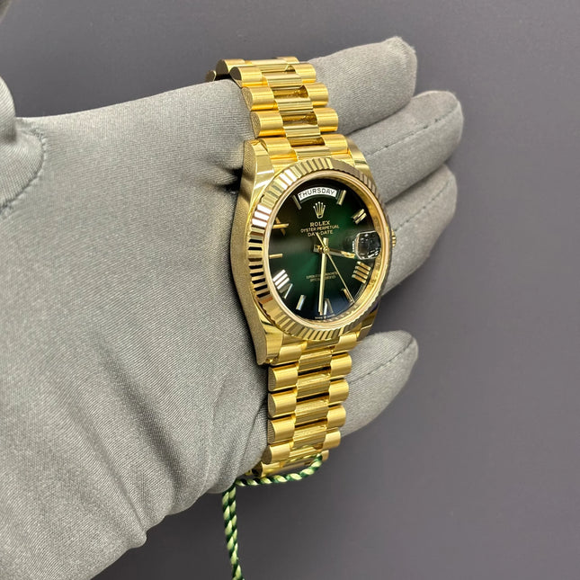 Rolex Day-Date 40mm Ombre Green Dial Watch Ref# 22823