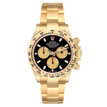 Rolex Daytona Black Dial Yellow Gold Mens Watch 116508