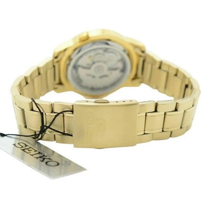 Seiko Mens Series 5 Automatic Gold Dial Watch SNKK20 38mm