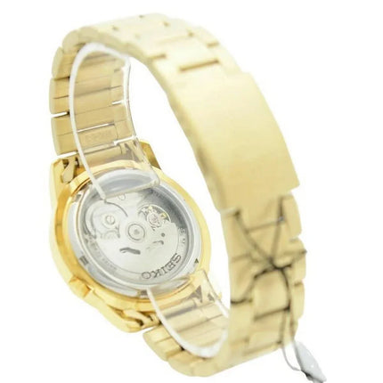 Seiko Mens Series 5 Automatic Gold Dial Watch SNKK20 38mm